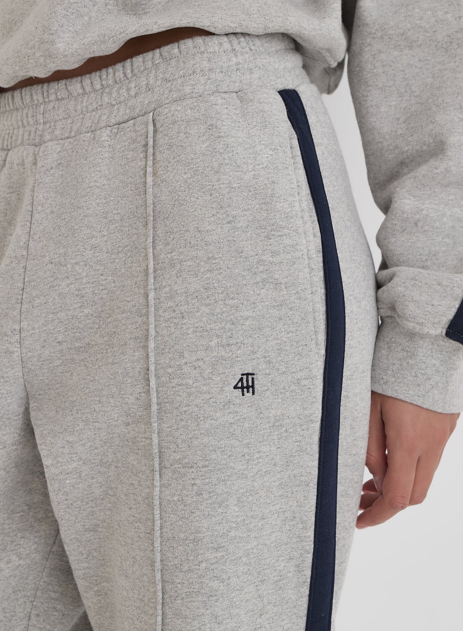 Grey Contrast Stripe Wide Leg Jogger